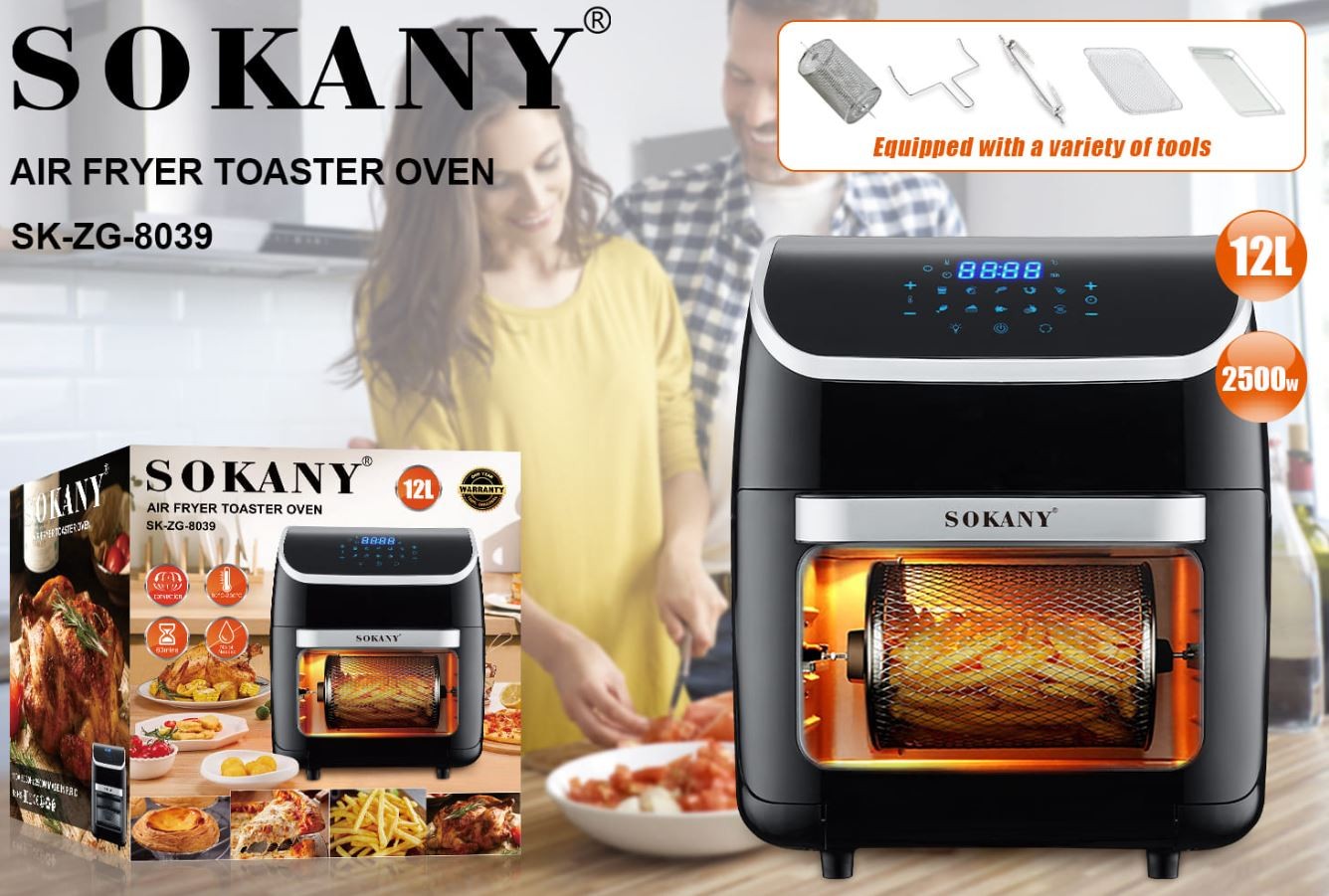 freidora de aire digital 12 litros tipo horno sokany SK-ZG-8039