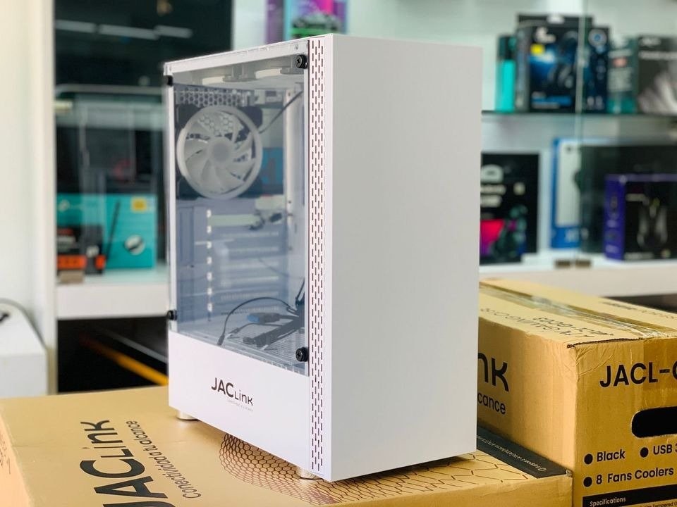 CASE JACLINK, Blanco, 6 VENTILADORES RGB, ATX