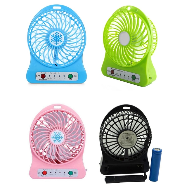 Ventilador portátil recargable con luz LED y 3 velocidades en República Dominicana