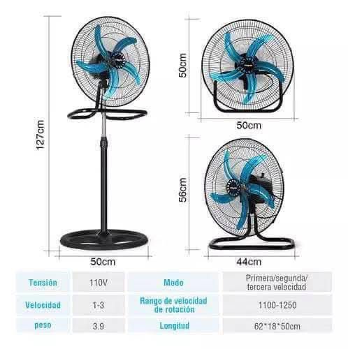 ABANICO Pedestal 18" Grande con 5 Aspas y 3 Velocidades - Alta Calidad en República Dominicana